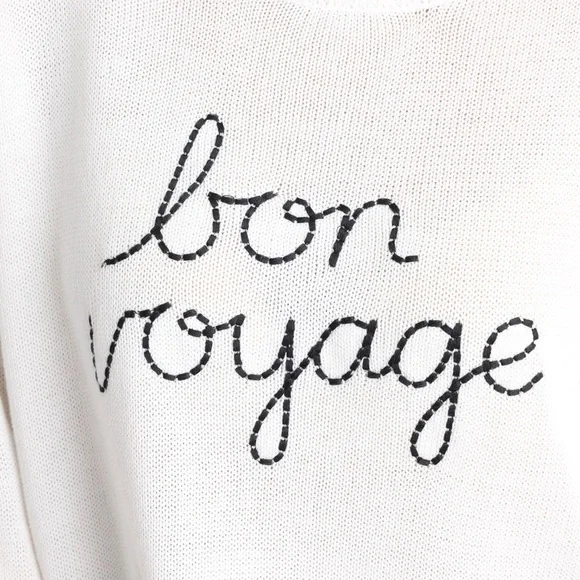 Workshop Republic Clothing Women Sz S ‘Bon Voyage’ White Cotton Knit Sweater New - Picture 5 of 16